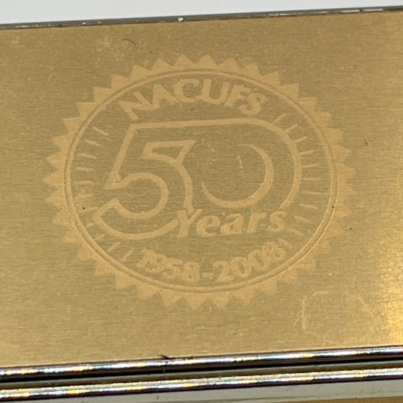 Howard Miller 645-689 Gold Tone Desk Alarm Clock NACUFS 50 Years Anniversary - Picture 3 of 7